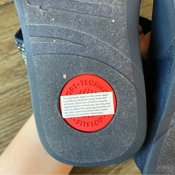 Fitflop 2 strap blue rhinestone wedge sandals - Picture 5 of 6